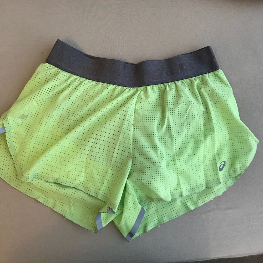 Asics running shorts.